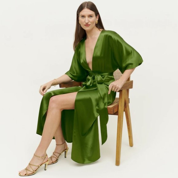 Reformation Dresses & Skirts - NWT Reformation Hedi Silk Dress in Palm Green